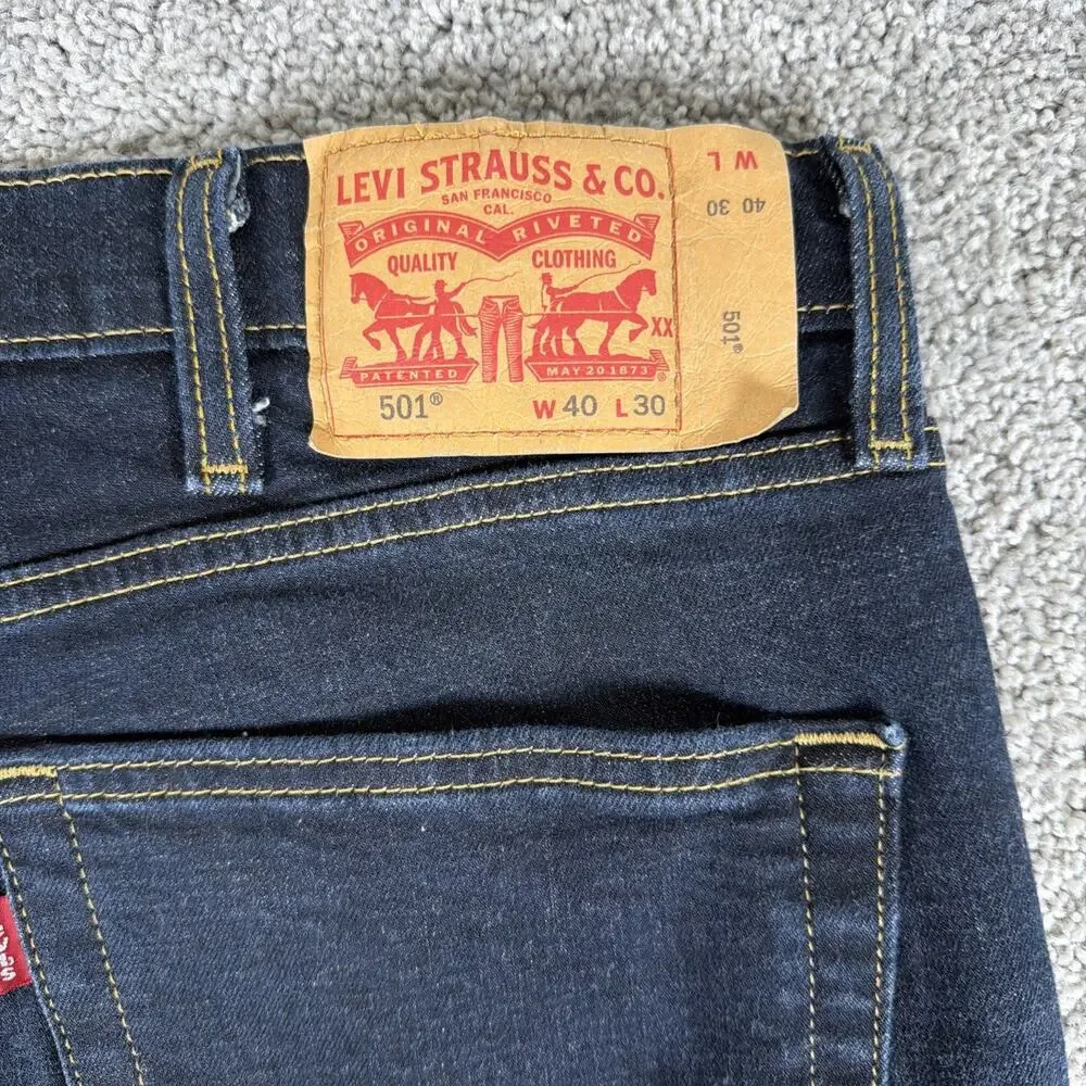 Levis 501 XX Jeans Mens 40x30 Rigid Indigo STF Raw Denim Stretch Straight Leg